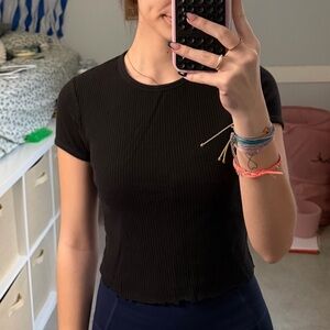 Arizona Love Black Ribbed Crop Top